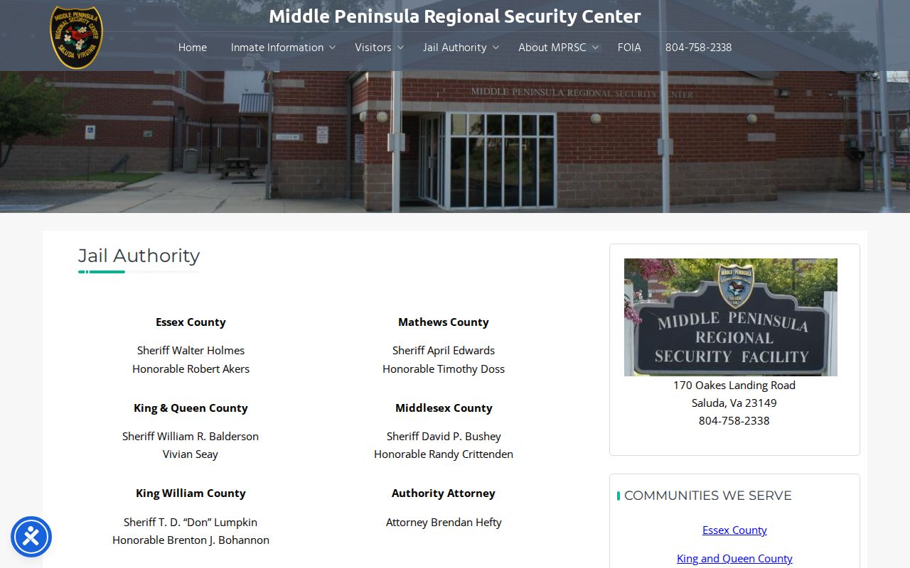 Middlesex County arrest booking authority and regional member jurisdictions