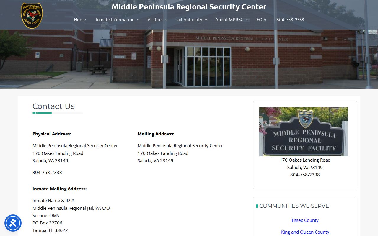 Middlesex County arrest records contact information for the regional jail