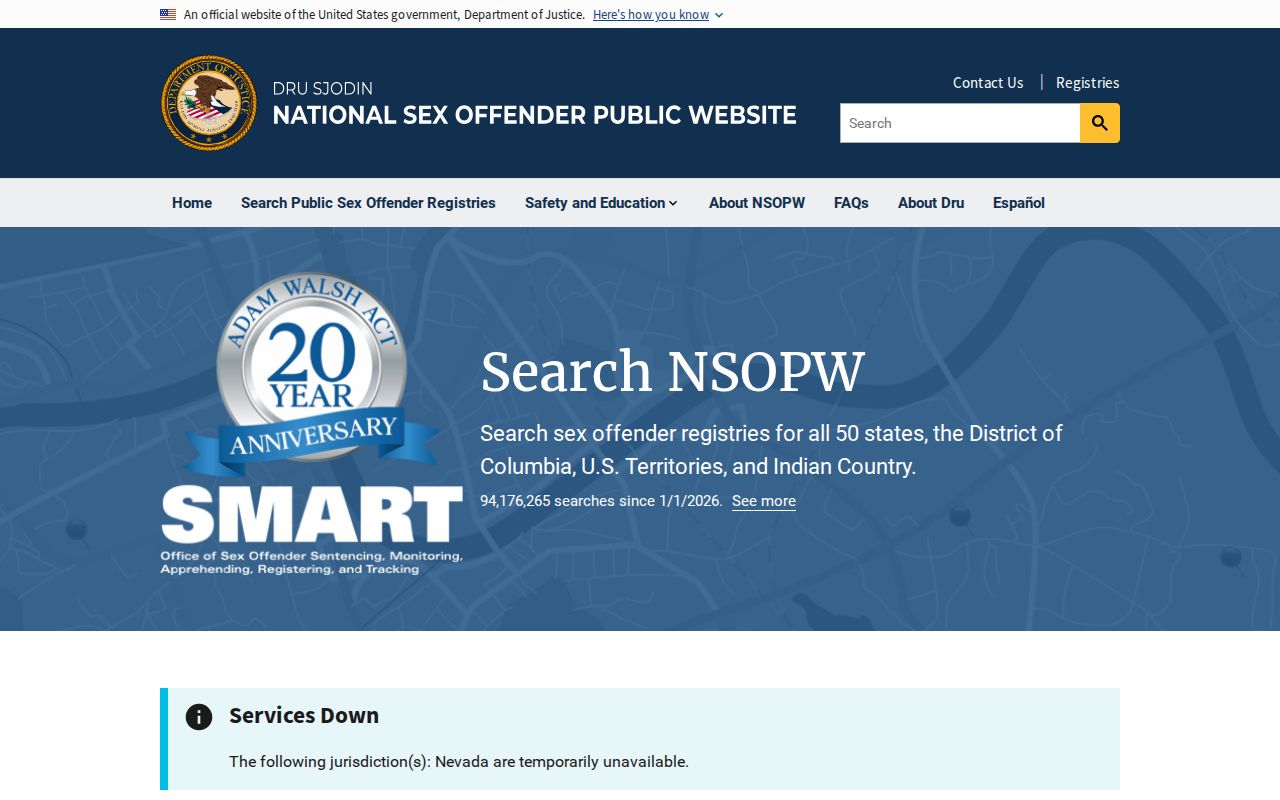 NSOPW national registry search for a Middlesex County sex offender check